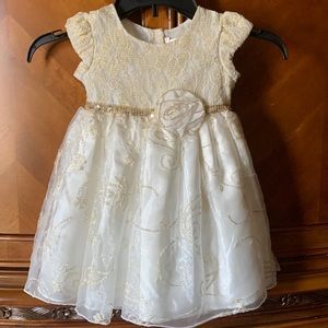 Toddler formal dress, ivory/gold, size 3T,